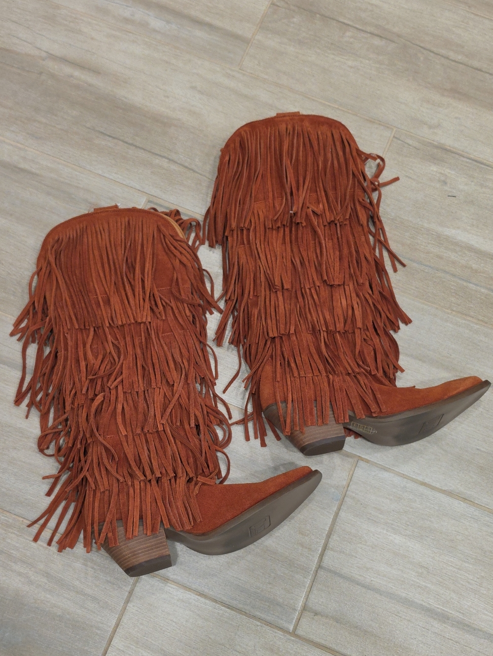 Dingo Women's Wild Child Suede Fringe Tall Western Boots - Snip Toe - Picture 3 of 6